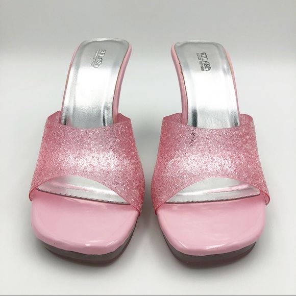 Splash Shoes Splash Pink Glitter Jelly Vintage Open Toe Sandals